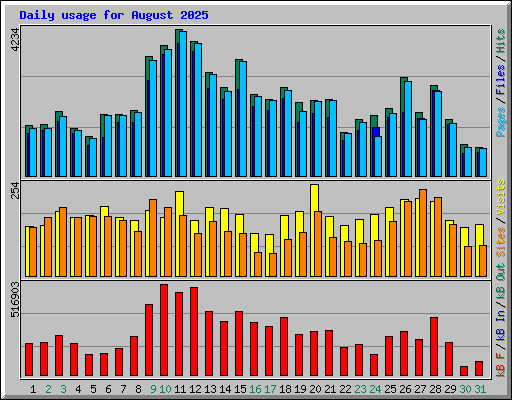 Daily usage for August 2025